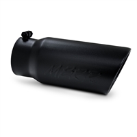 MBRP Universal Tip, 5" O.D. Angled Rolled End 4" inlet 12" length - Black Finish  -- T5051BLK