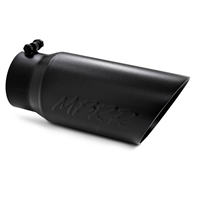 MBRP Universal Tip, 5" O.D. Dual Wall Angled 4" inlet 12" length - Black Finish  -- T5053BLK