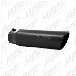 MBRP Universal Tip, 5" O.D., Angled Rolled End, 4" inlet 18" in length, Black Finish  -- T5124BLK
