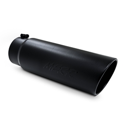 MBRP Universal Tip, 6" O.D., Angled Rolled End, 5" inlet 18" in length, Black Finish  -- T5125BLK