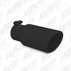 MBRP  Universal Tip, 4" O.D., Angled Rolled End, 3" inlet, 10" length, Black  -- T5155BLK